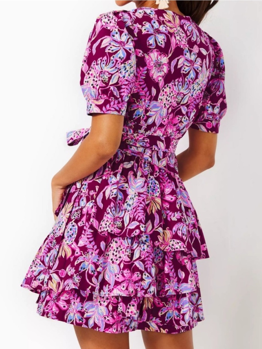 Lilly Pulitzer Alexandria Elbow Sleeve Cotton Wrap Dress Size 4 - Picture 2 of 7